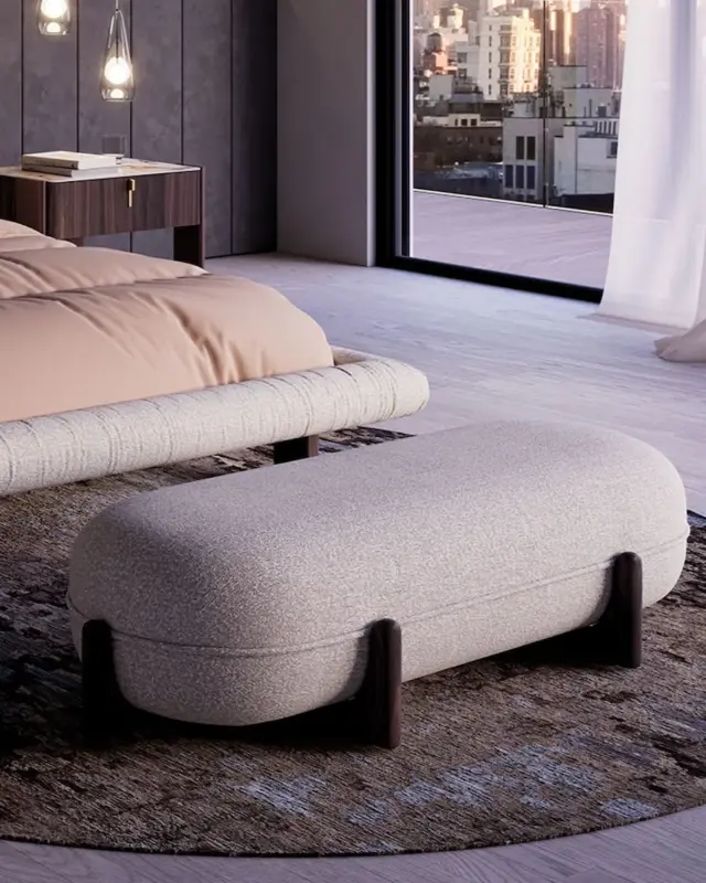 Banco Chopin de Cattelan Italia con asiento tapizado y estructura de diseño contemporáneo.