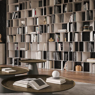 Estantería Nautilus de Cattelan Italia en acabado metalizado, diseño modular y versátil para interiores modernos.