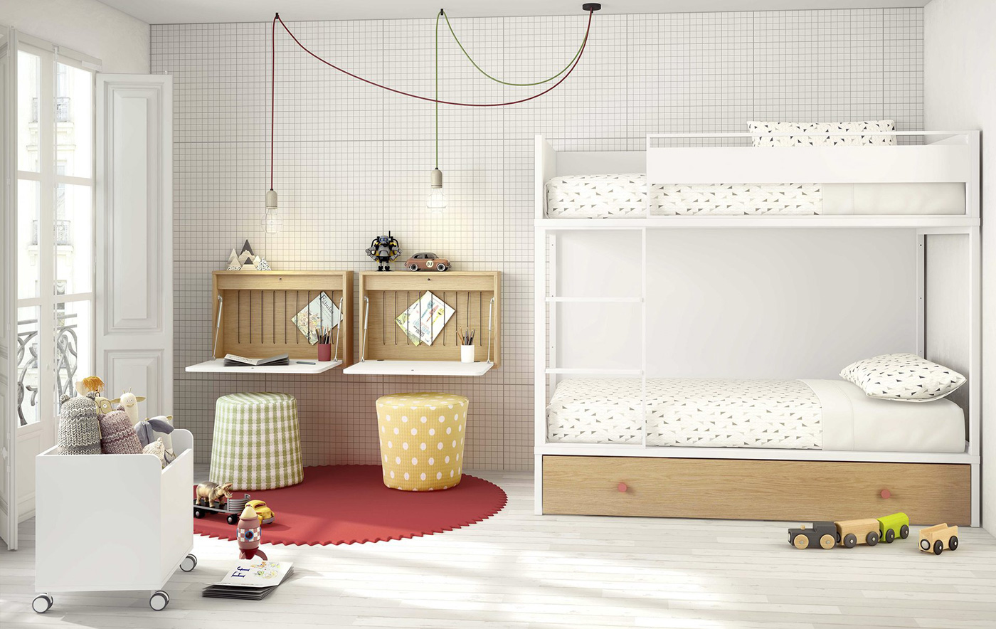Cama casita con cama nido ROS - Muebles Montessori